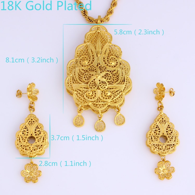 Adixyn couleur or/laiton dubai anniversaire/bijoux de mariage collier africain/boucles d'oreilles/pendentif ensemble de bijoux N08087
