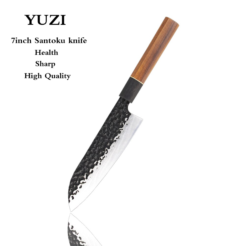 Kitchen Knives 6Pcs set Forged Chef Knife Set Stainless Steel Japanese Santoku Knife Kiritsuke Knife Fishing Utility Knife: 7 in Santoku knife