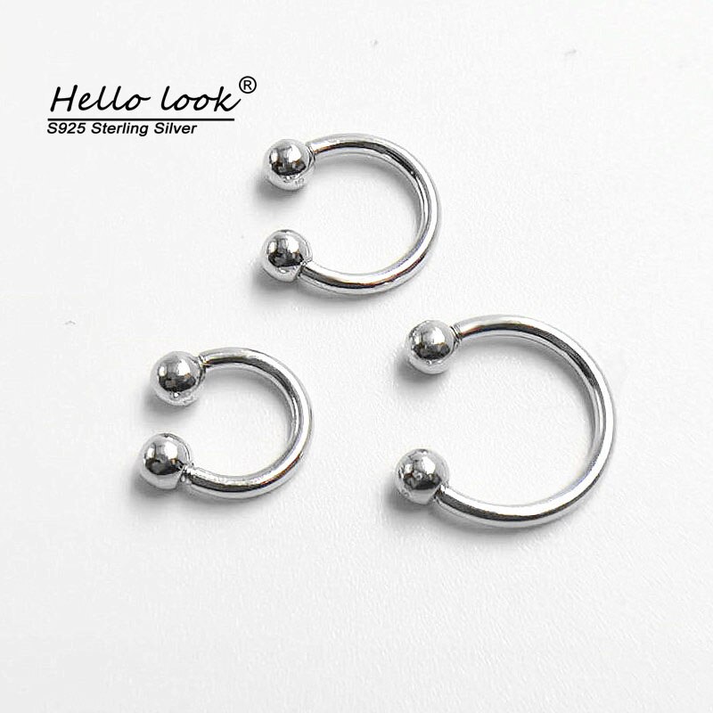 Hellolook Real 925 Sterling Zilveren Neus Ring Lichaam Sieraden Tepel Ring Mannen Vrouwen Interne Diameter 6 8 10Mm Piercing sieraden