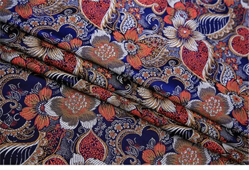 CF654 The High Florals Embroidery Jacquard Silk Brocade Fabric Chinese Wedding Dress Fabric Buddhism Clothes: dark blue 1 meter