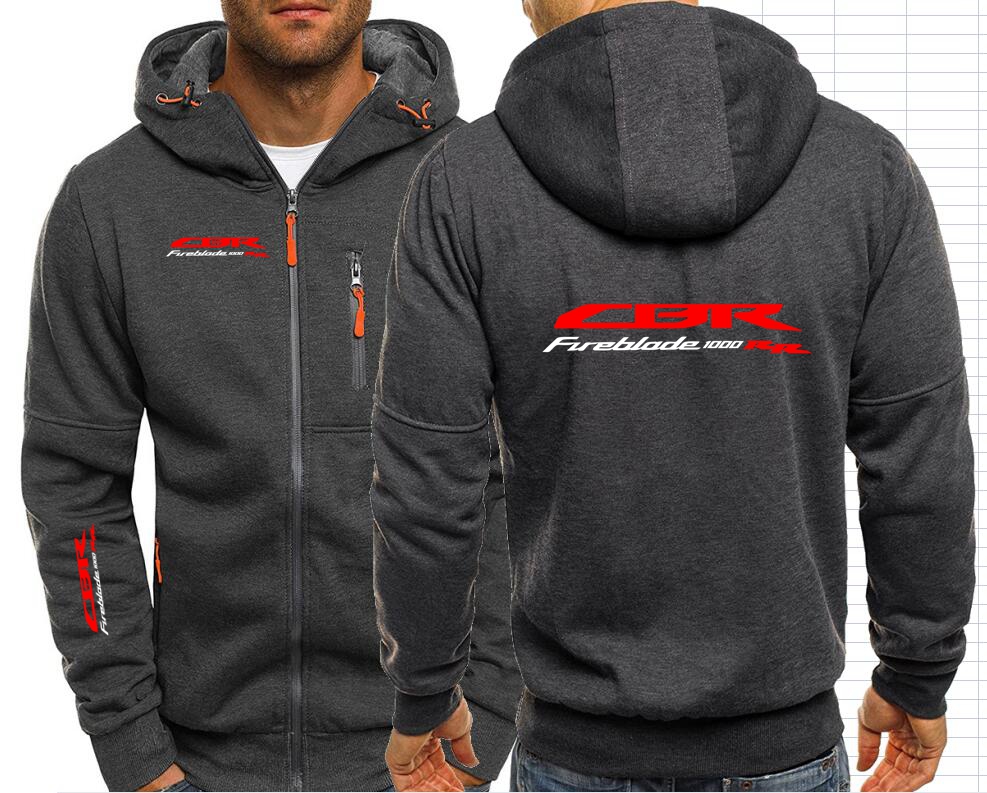 Sudaderas con capucha para motocicleta CBR 1000RR, sudaderas con cremallera para motocicleta japonesa, chaqueta Hondaes para hombre, ropa F1 para hombre, prendas de vestir exteriores: XXXL / Gris oscuro