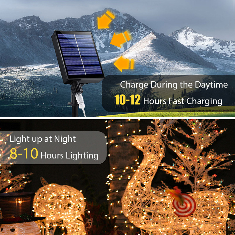 Guirnalda Led plateada de 100M para exteriores, decoración impermeable para jardín y Patio, guirnaldas de luces, iluminación para de boda, lámparas de energía Solar
