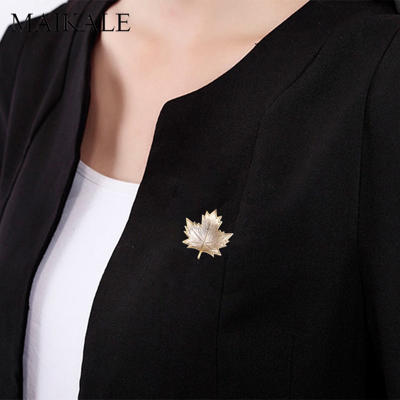 MAIKALE Vintage Metalen Broche Pin Goud Zilver Kleur Maple Leaf Broches voor Vrouwen Sjaal Pak Shirt Meisjes Tas Hanger Broche