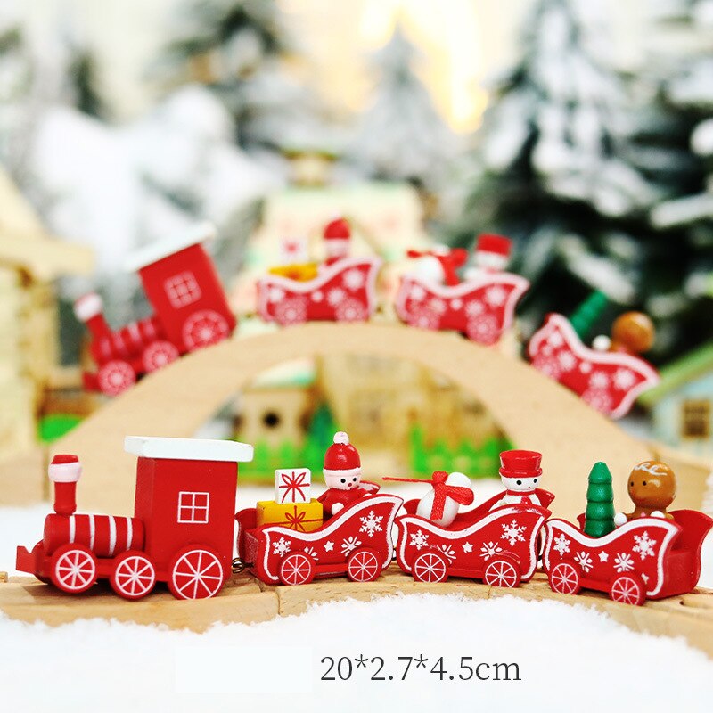 2020 novas decorações de natal ano novo trem vermelho elk biscoito homem trenó cubs presentes das crianças desktop janela de madeira decoração: Red sleigh