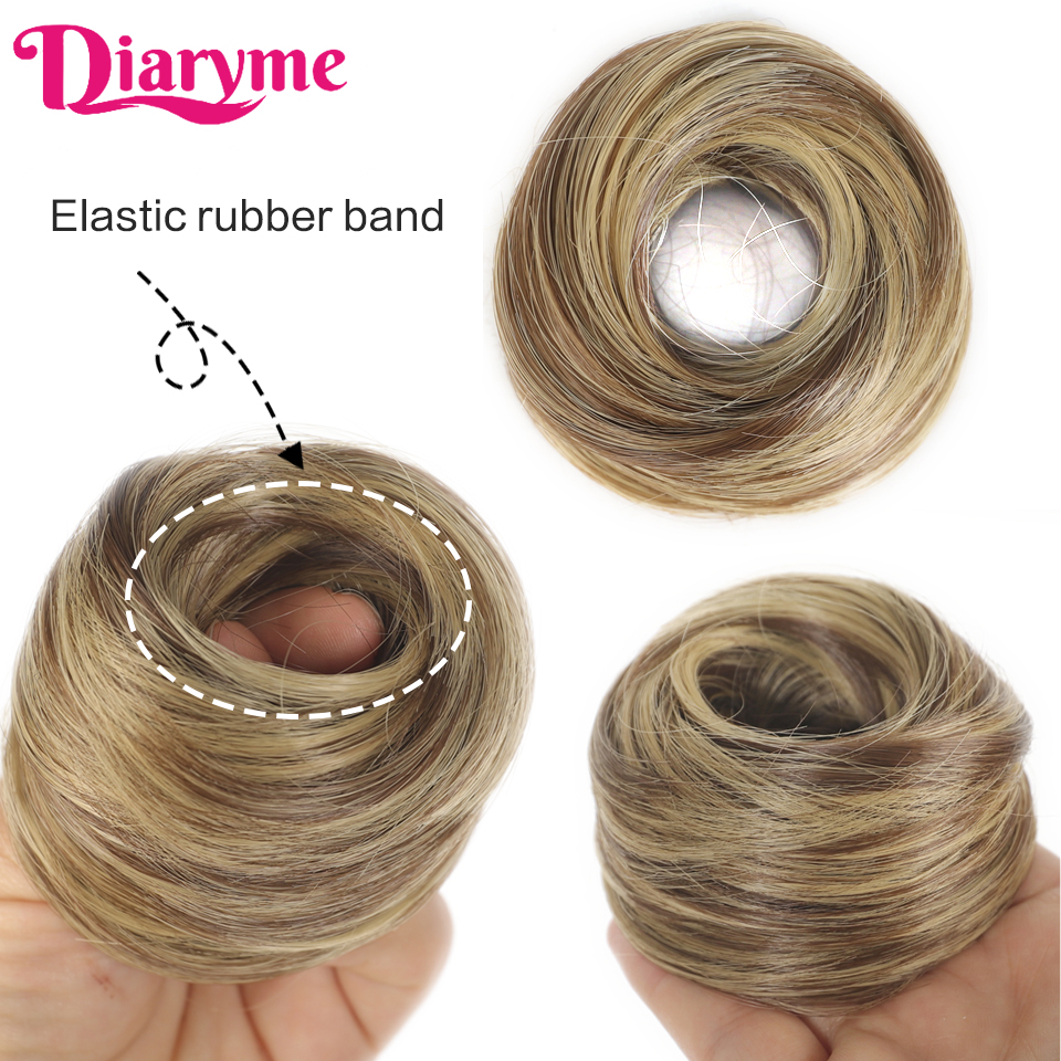 Cabelo sintético coque mulher em linha reta updo laço de cabelo elástico de borracha chignon extensões de cabelo faixas de cabelo natural fo