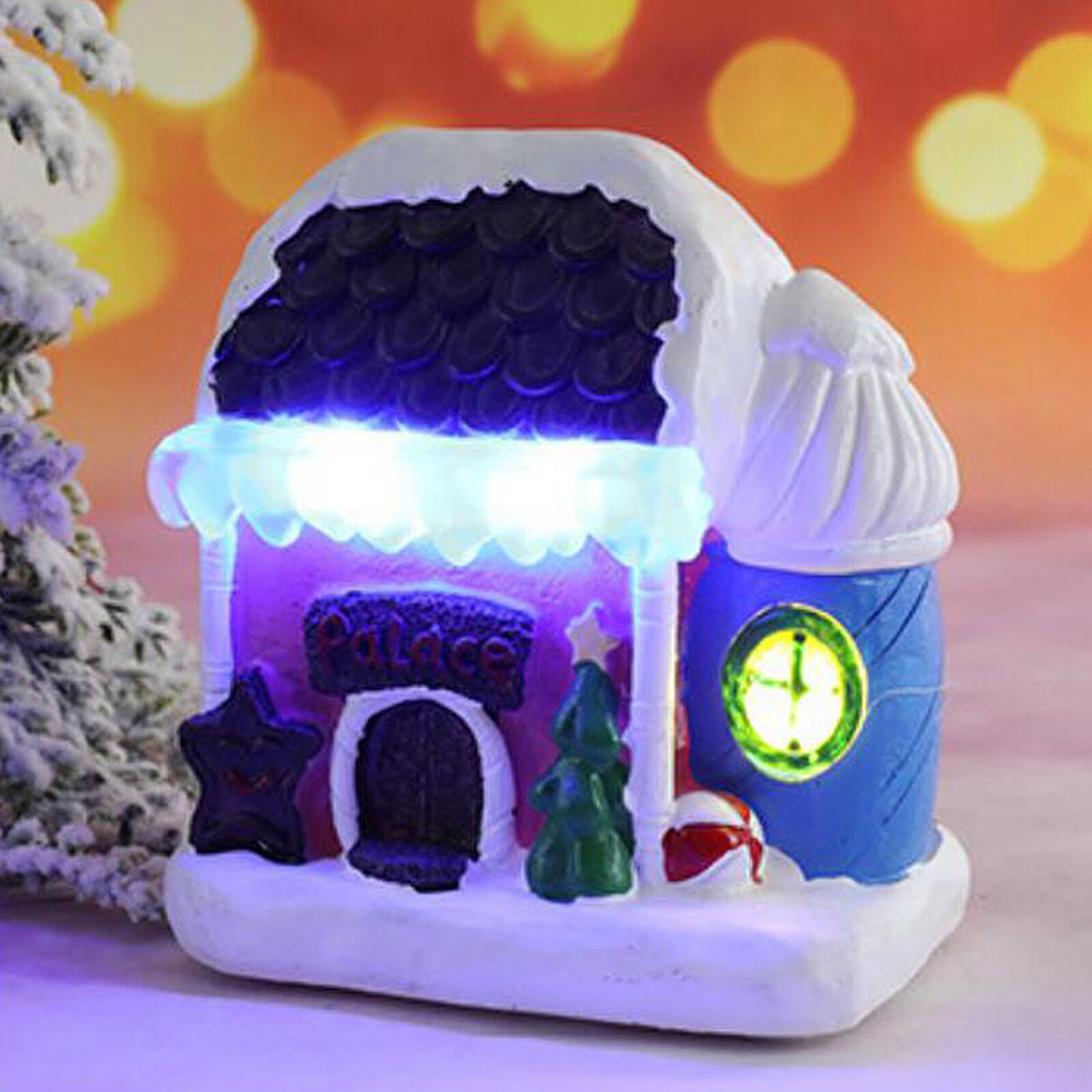 Kerst Huis Decor Led Licht Hars Dorp Ornament Desktop Decoratie: F