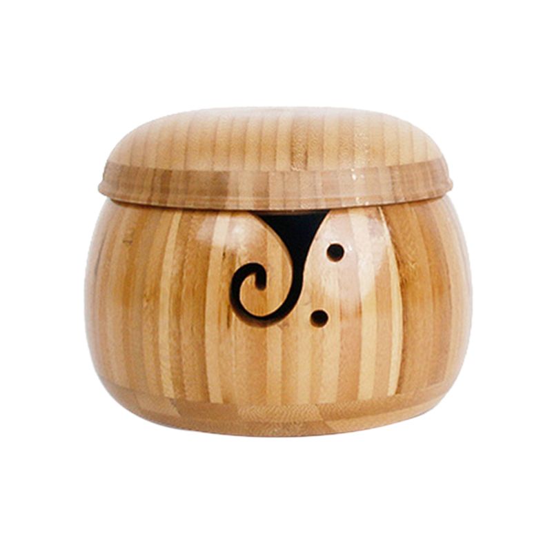 Drewniana miska z przędzy na ręcznie robioną włóczkę przędza robić szydełkowania uchwyt robić przechowywania zatrzymać walcowanie