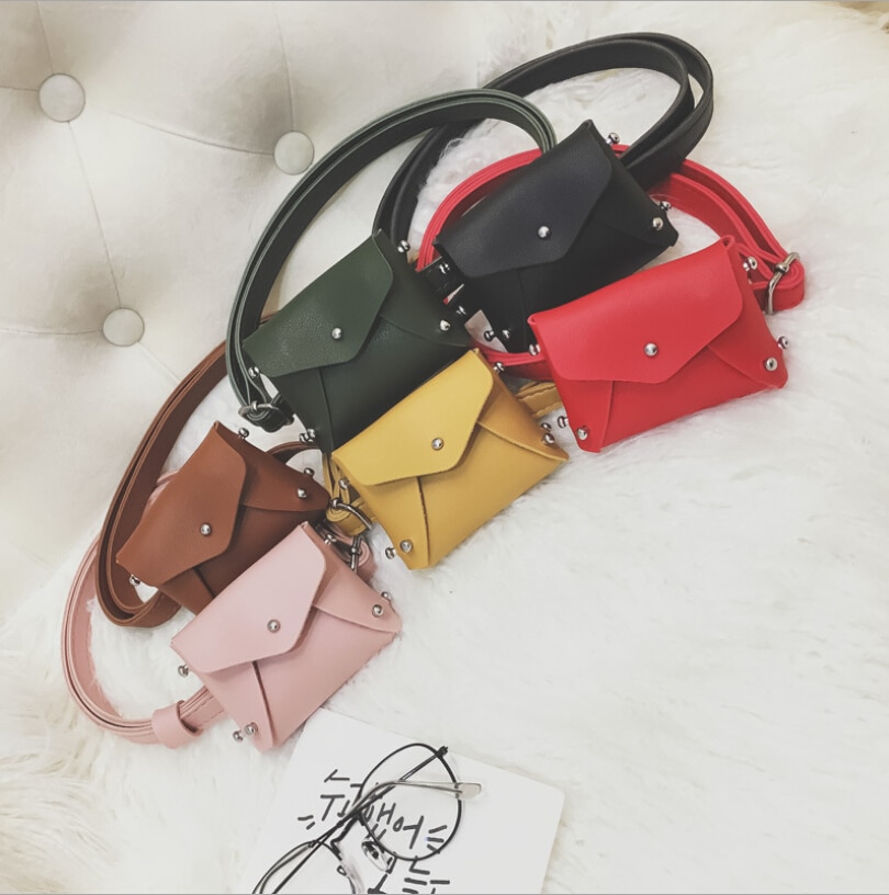 Children&#39;s Bag Mini Square Bag Rivet Pouch Kids Girl Cute Waist Packs Korean Shoulder Messenger bag