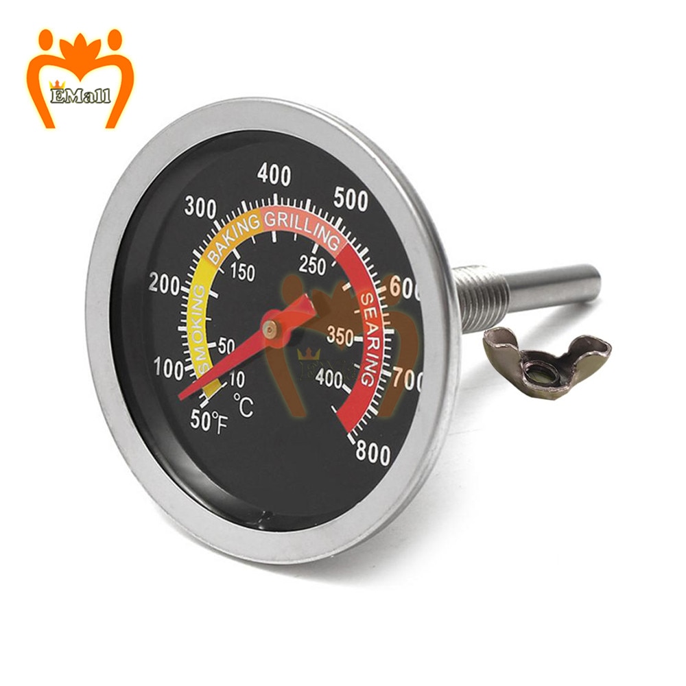 Rustfritt stål bbq røyker grill termometer temperaturmåler 50-800 grader fahrenheit 10-400 grader celsiu mat kokeovn