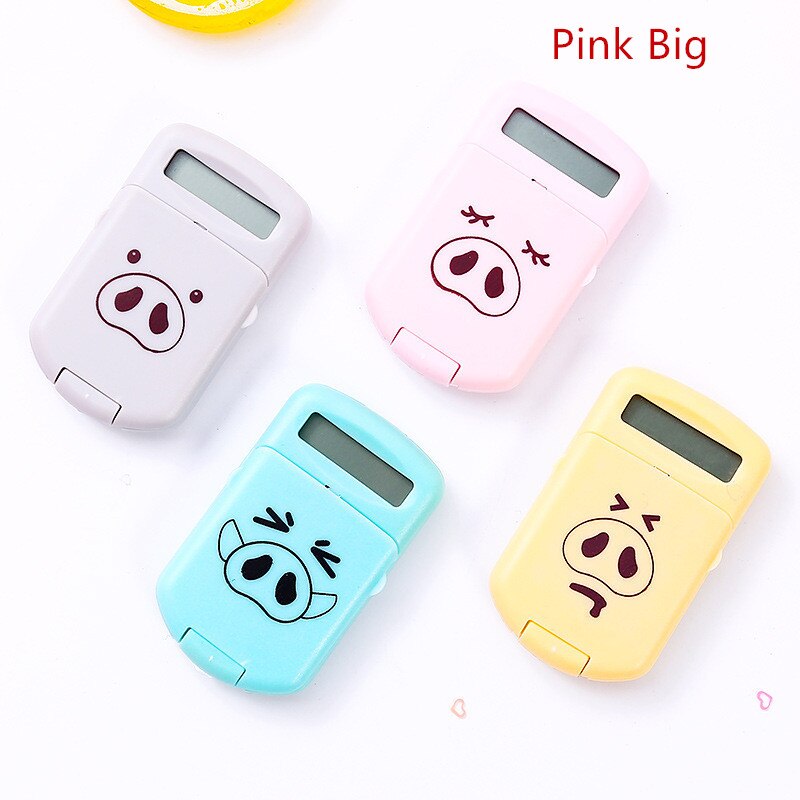 Bærbar tegneserie lommeregner lommestørrelse 8 cifre display mini ultra-tynd knap batteri sød lommeregner skoleelev: 1pc lyserøde grise