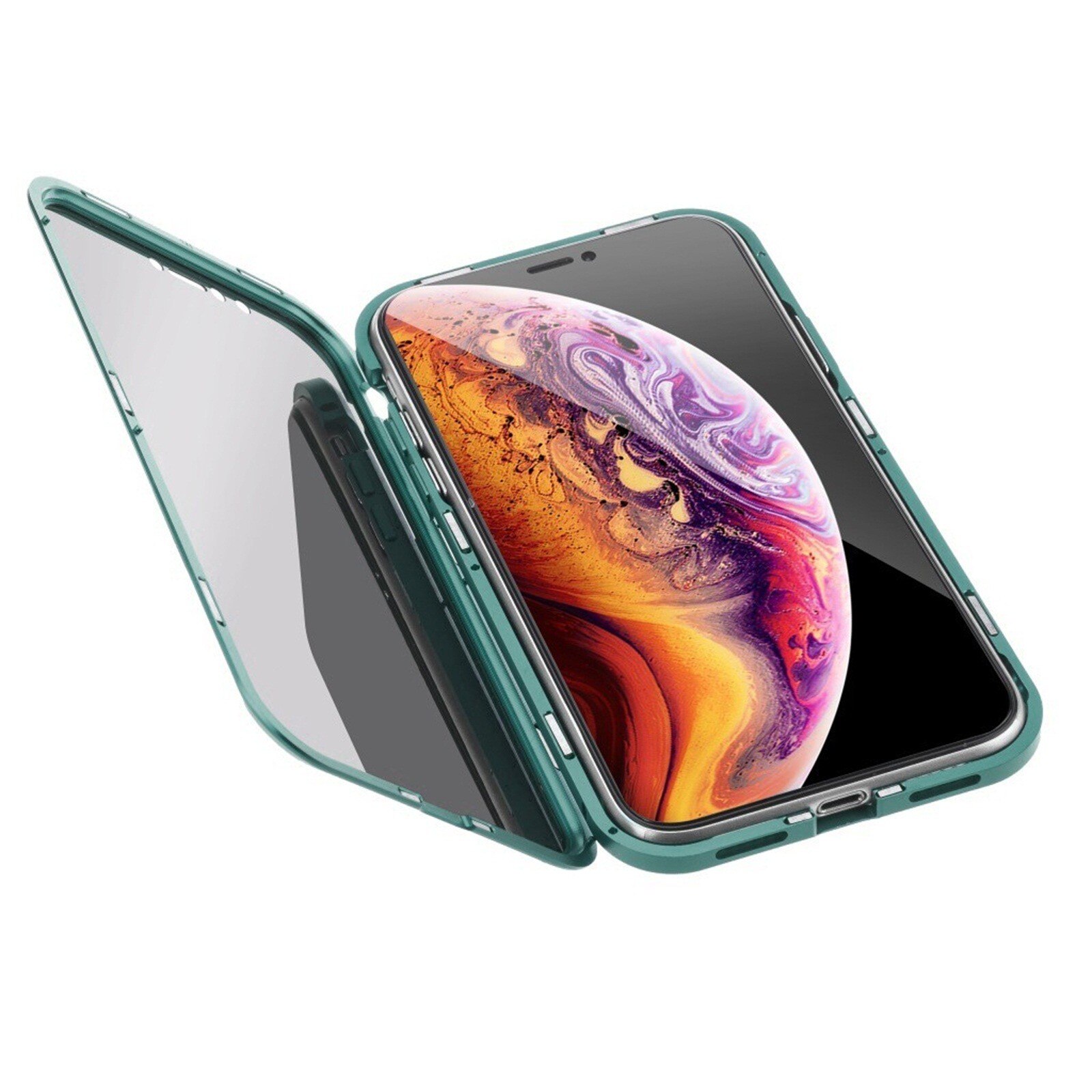 Iphone Case Telefoon Bescherming Anti-Fall 360 ° Magnetische Adsorptie Anti-Zie Privacy Dubbele Case Cover Voor Iphone 12 Mini: GN