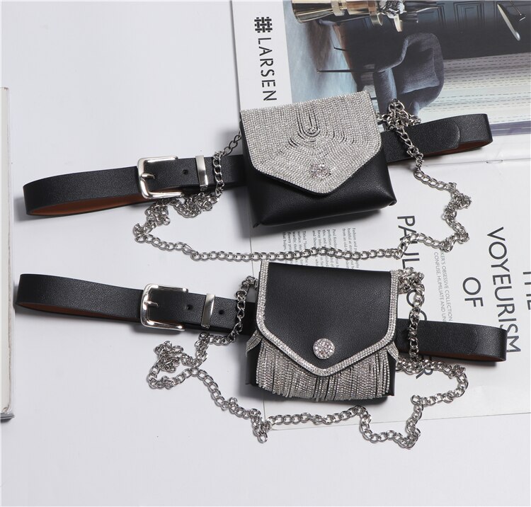 Desiger Blume Strass Taille Taschen Für Frauen PU Leder Große Größe Taille Gürtel Mini Packungen Straße Kette Bote Klappe tasche