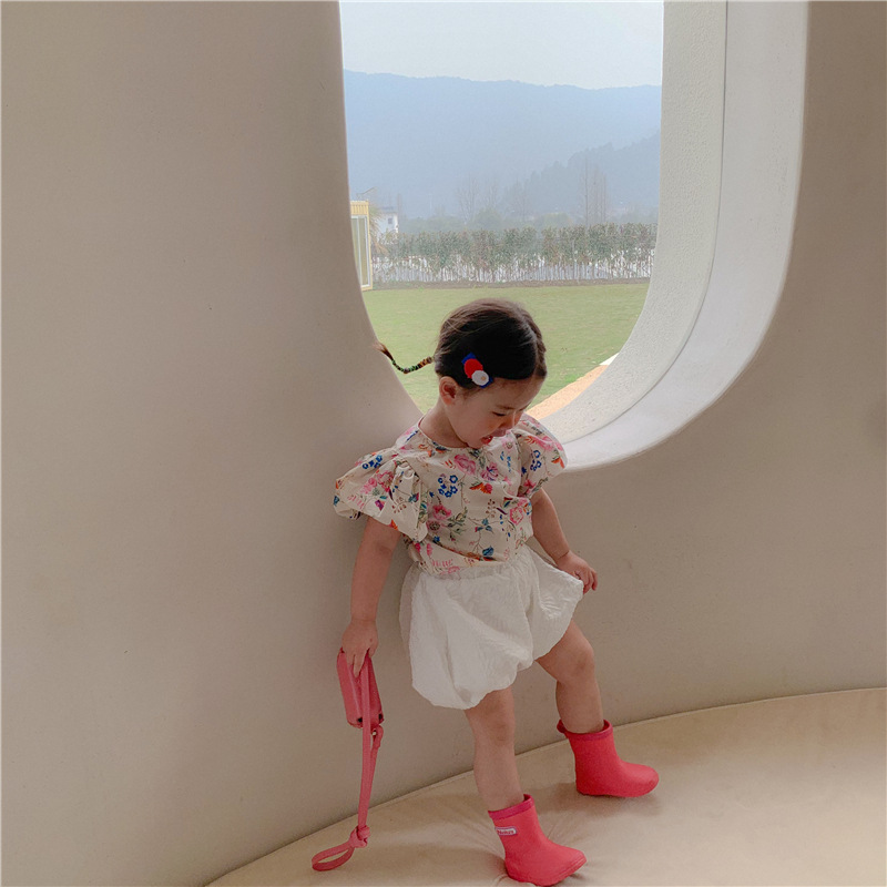 Shirts O-hals Kraag Korte Mouwen Regelmatige Lengte Print Eenvoudige Comfortabele Zachte Mode Licht Moderne Zomer Kinderen Meisjes