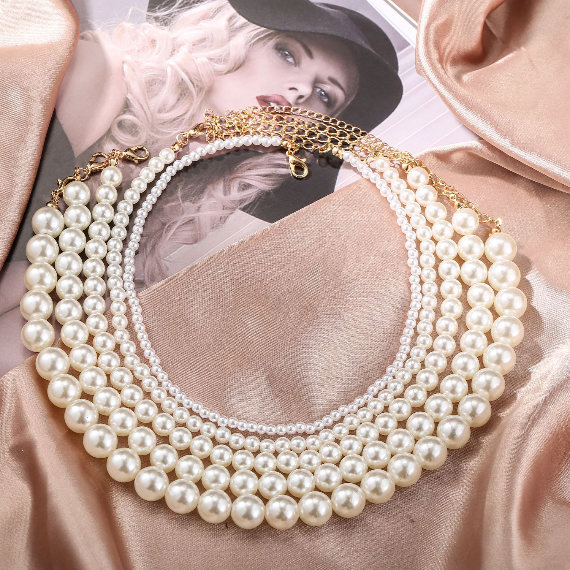 Imitatie Parel Choker Ketting Elegante Whitebig Witte Ronde Parel Bruiloft Kralen Kettingen Vrouwen Charm Mode-sieraden
