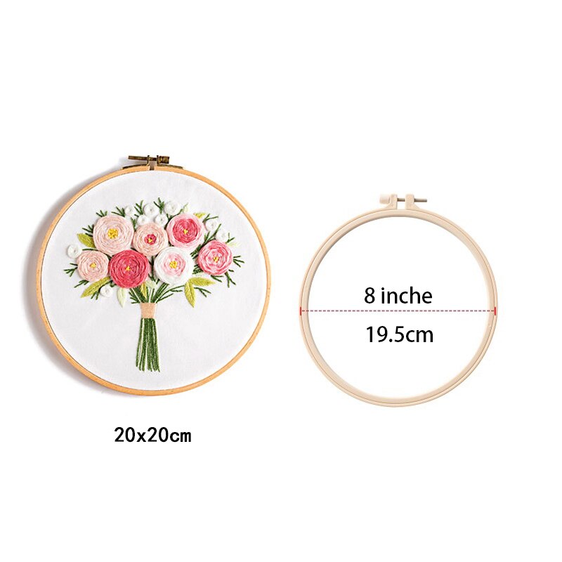 Gör-det-själv broderi kit blombukett mönster hantverk korsstygn material paket set dekor broderi båge sytillbehör