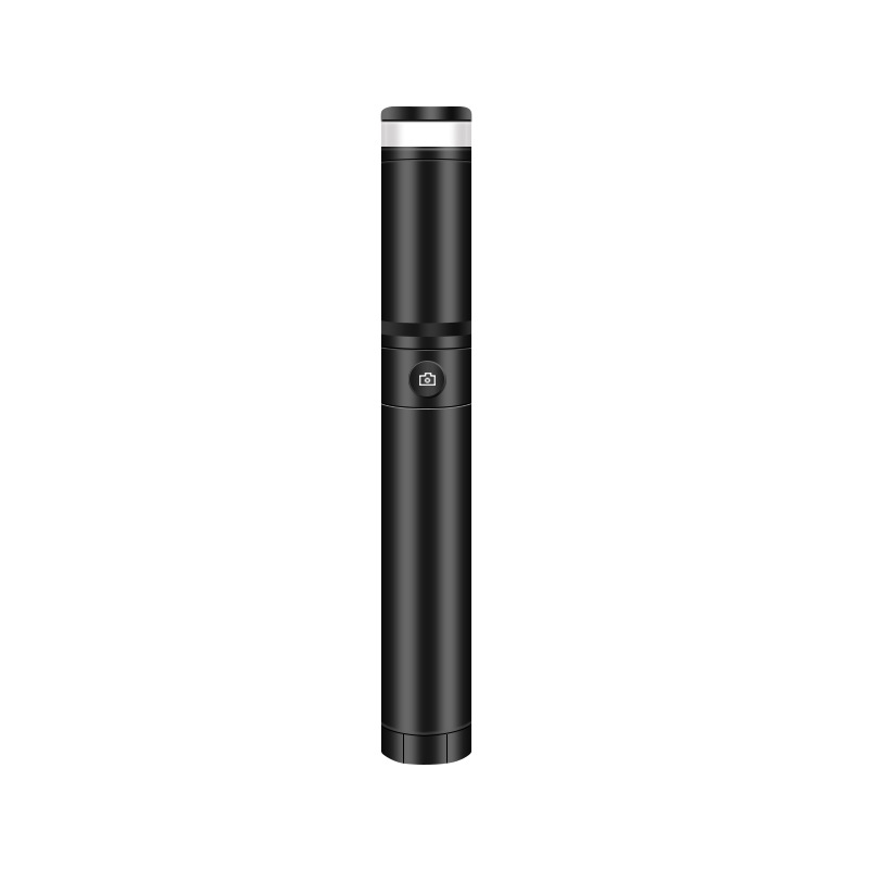 Style Bluetooth Selfie Stick Portable Multi-functional Mobile Phone Fill-in Light Tripod Desktop Live Holder: Solid Black