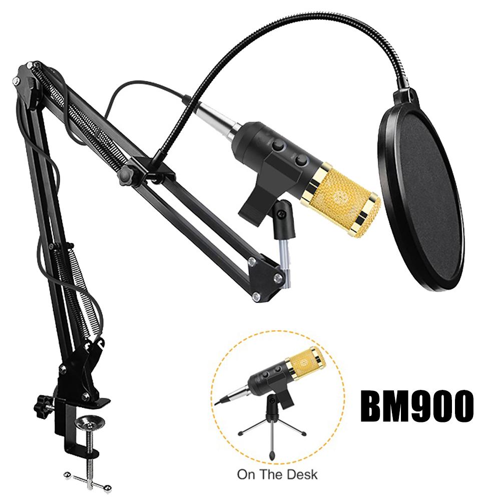 BM900 USB Capacitive Microphone Vocal Recording Wired Mic Kits for PC Computer