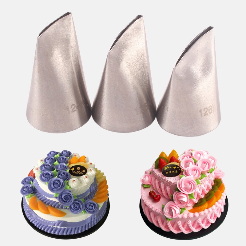 3 pcs Rose Gebak Mondstuk Rvs Set DIY Icing Piping Tips Cupcake Cake Decorating Gereedschap Dessert decoratie Decorateurs