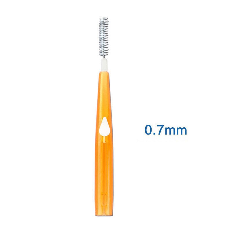 10 stk tand-mundhygiejne push-pull interdental børste voksne tandrensning tandtråd børste tandstikker 5 størrelse børstehoved tandpleje: Orange -0.7mm