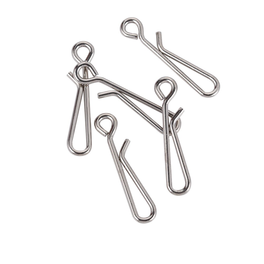 100pcs Stainless Steel Hook Fast Clip Lock Snap Swivel Solid Rings Safety Snaps Fishing Hook Connector Hook Tool