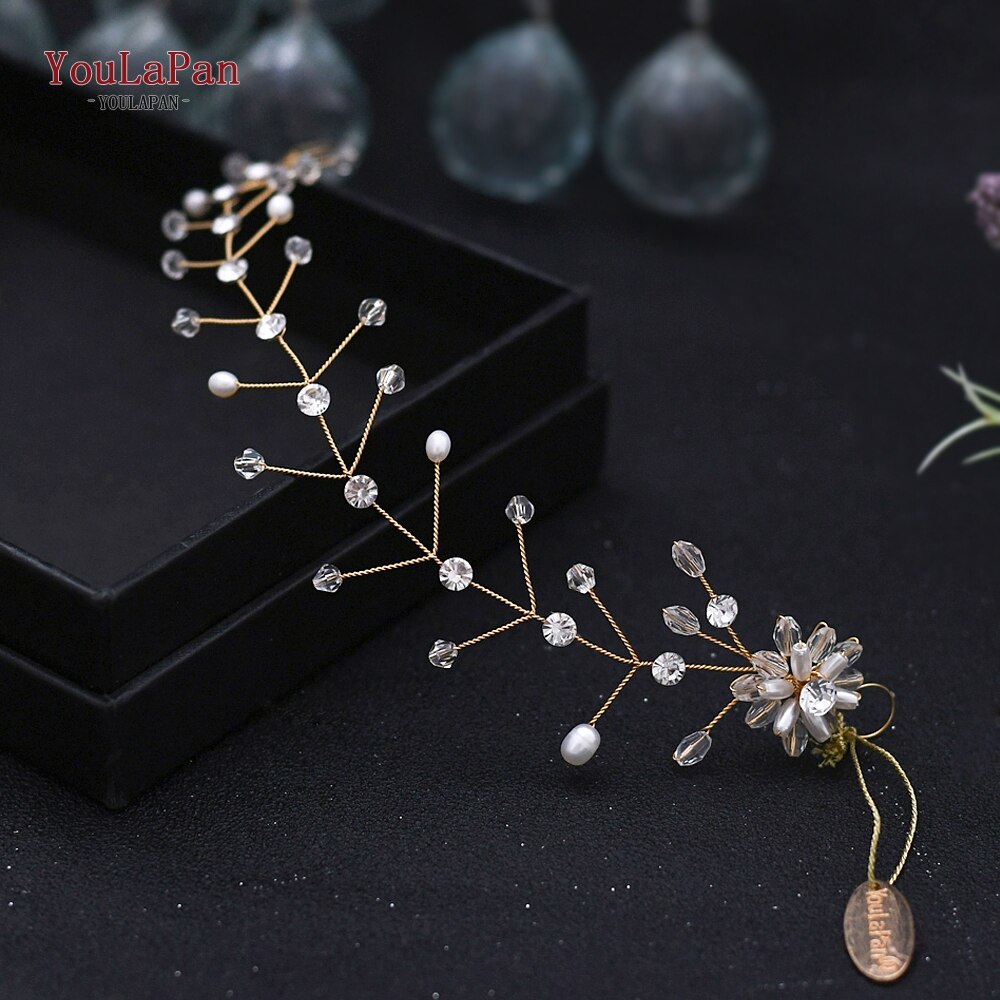 TOPQUEEN ślubne włosy winorośli ślubne akcesoria robić włosów stroiki diamentowe i kryształbyć winnym spinki robić włosów grzebień perła włosy ślubne biżuteria: HP35-G