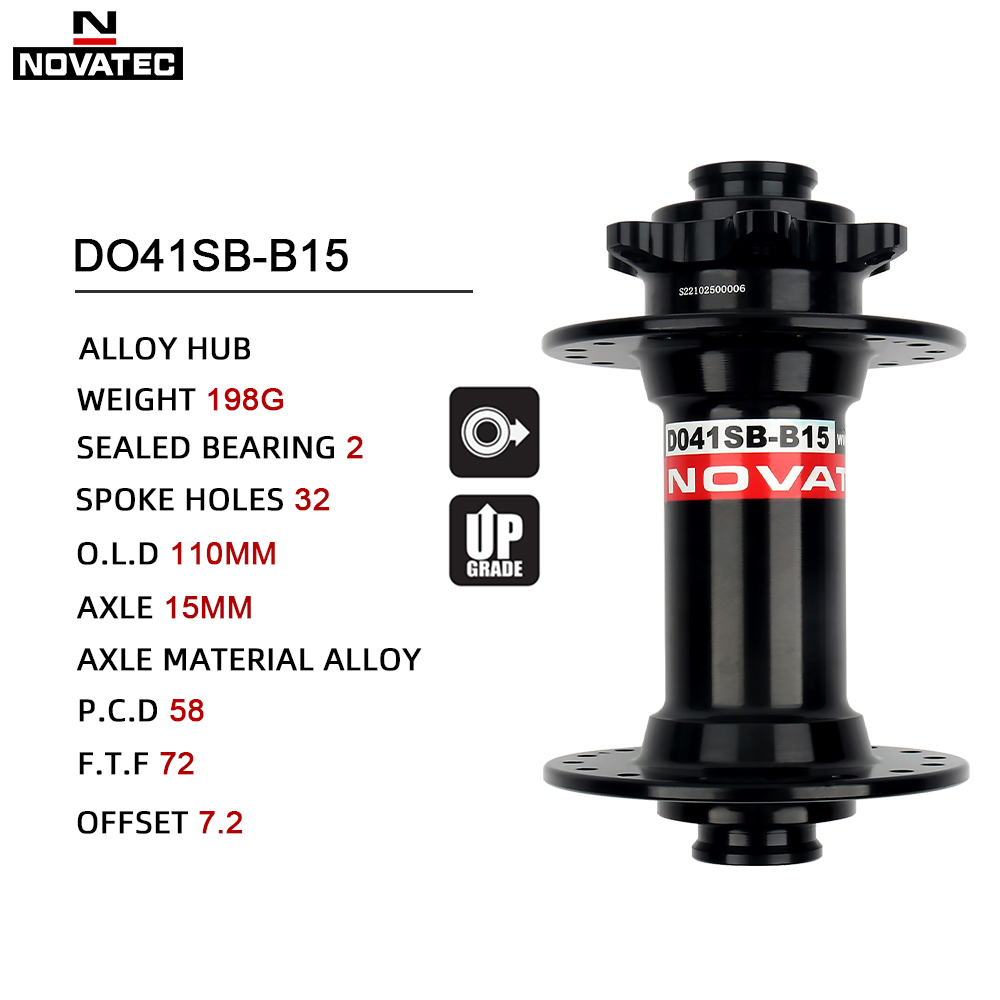 Novatec-Mountain Bike Bearing Hub, MTB Frente, 32 Buracos, Através, 100x15mm Boost, 110x15mm, 32 H, Peças de bicicleta
