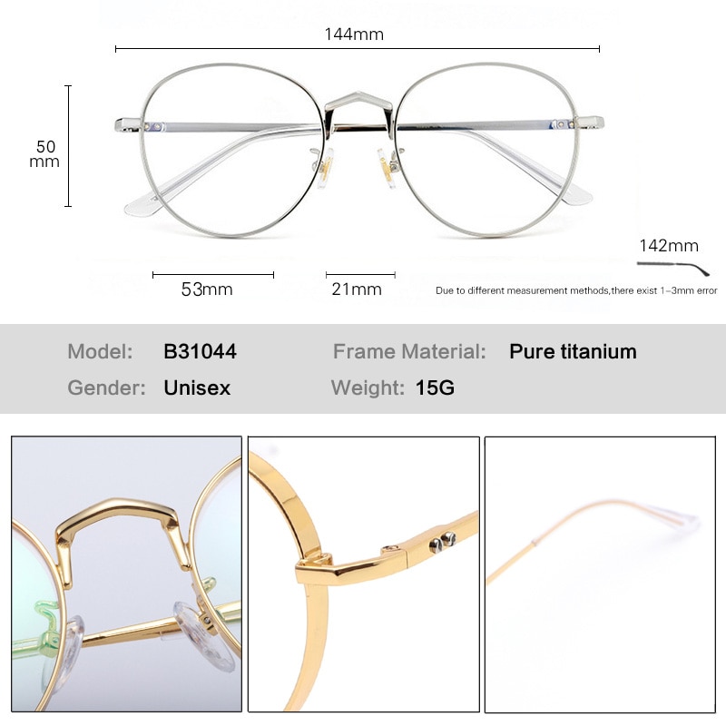 IP Titanium round eyeglasses frame men Thick edge Prescription Optical frames Glasses Myopia Optical Eyewear glasses