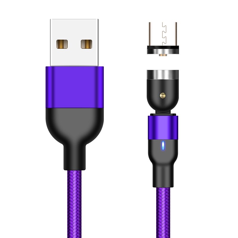 Cable magnético rápido 3A/1m Micro USB cargador rápido tipo C imán Cable de teléfono Android para Samsung para iPhone 11 MAX Xs X 6: Andriod Purple