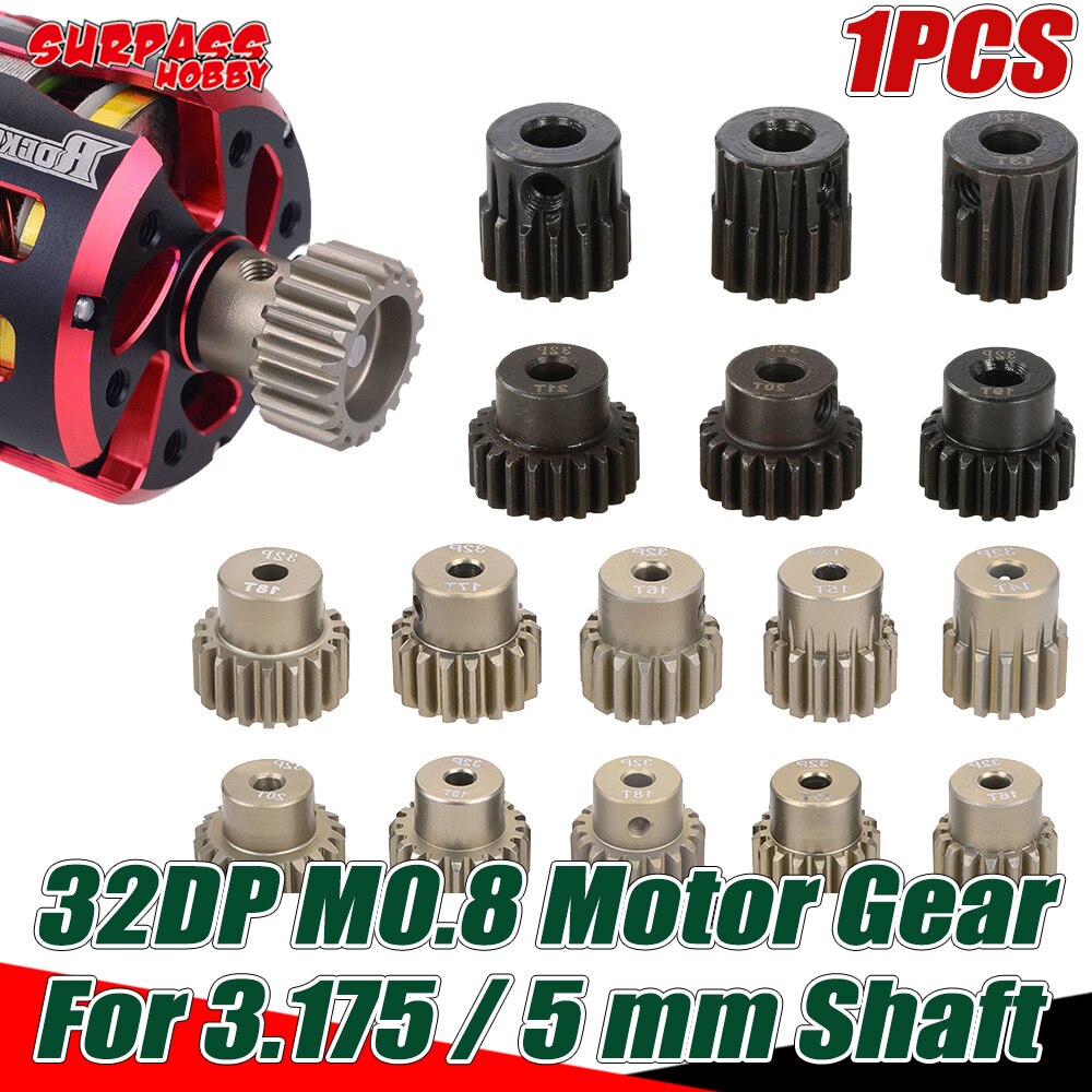 SURPASS HOBBY-engranaje de Motor M0.8 32DP, eje de 5mm y 3.175mm para 1/8, 1/10, 1/12, 1/14, coche de control remoto, camión, Wltoys Traxxas Buggy, 32P