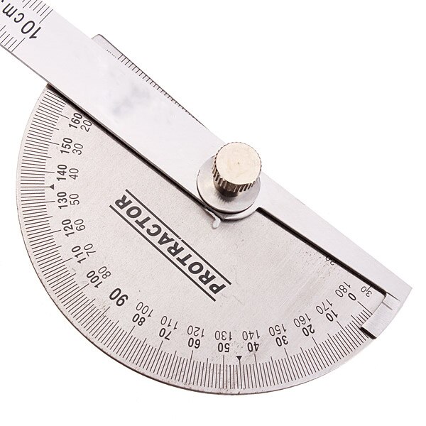 0-180 Degree Angle Ruler 90 x 150mm Protractor Round Head Stainless Steel Adjustable Universal Measuring Tool Angle Finder Gauge
