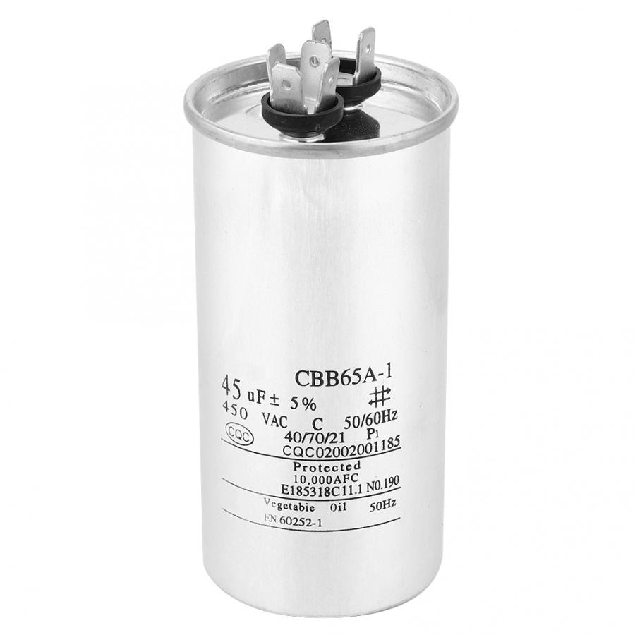 Ac motor kondensator cbb 65 45uf 450v kondensator aluminiumsfolie klimaanlegg kompressor start kondensator motor
