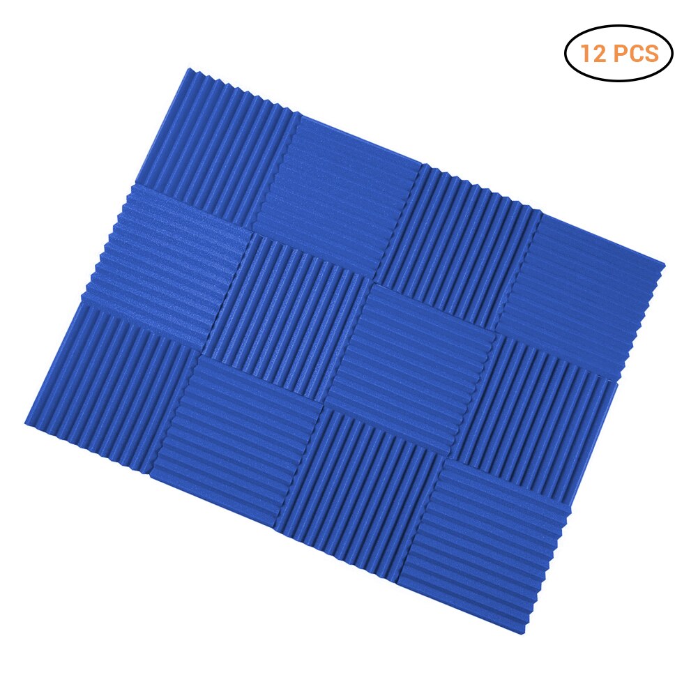 12 stk 30*30cm akustisk skum lydisolering skum studio akustiske paneler absorption kile fliser polyurethanskum: Blå