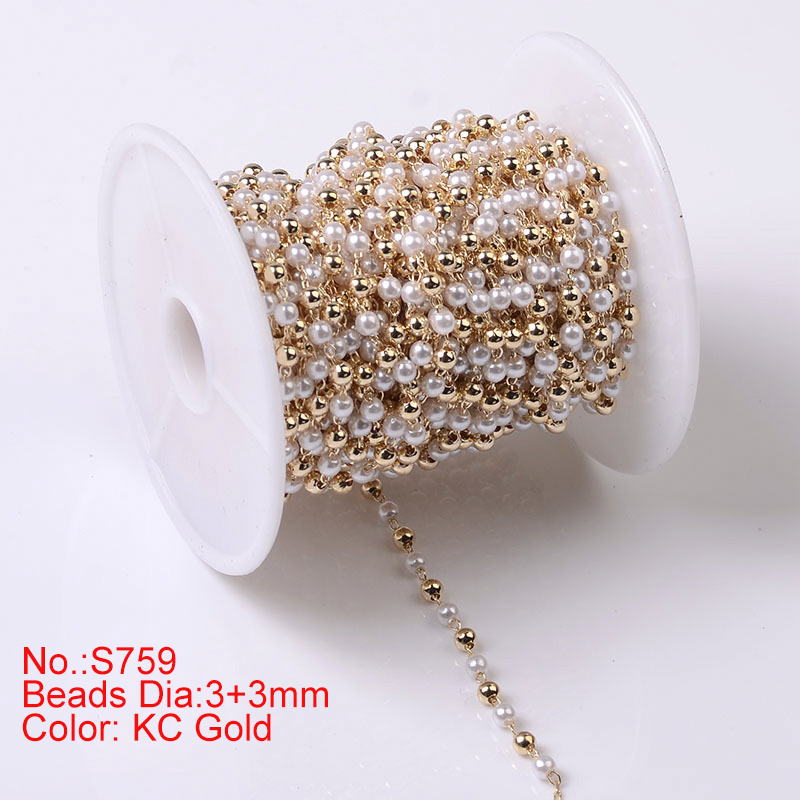1Meter Beaded Chain Imitation Pearl Chain Copper Necklace Chain Handmade Accessories for Jewelry Making Components Crafts DIY: Navy