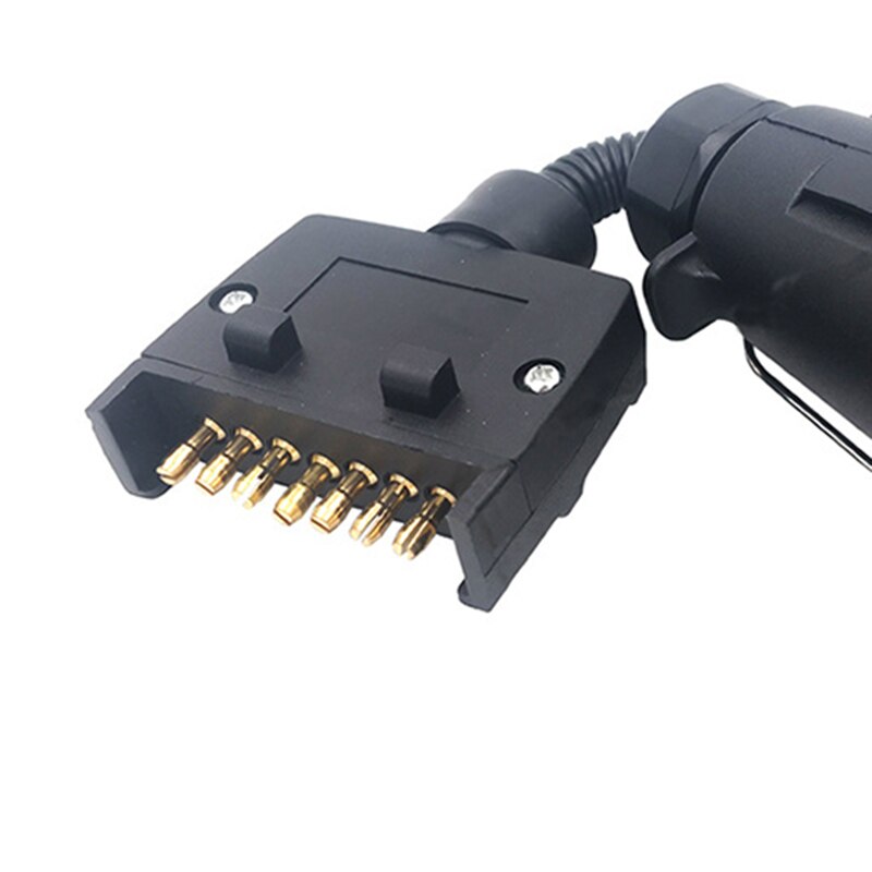 1 Pza 7 Pin conector de remolque adaptador de enchufe redondo hembra a plana macho caravana barco 21*6*5,5 cm/8,27*2,36*2,17 pulgadas