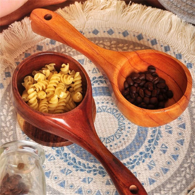 Natural de madeira comer utensílios de mesa colher de água colher de água estilo japonês colher de arroz do agregado familiar alça longa colher de arroz grande