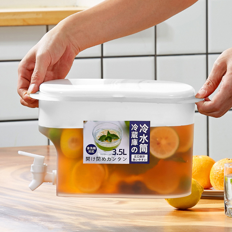 3500ml Water Pitcher Jug With Faucet Lemon Juice Kitchen Drinkware Kettle Pot Cold Ice Bottle Container Heat Resistant Ryback