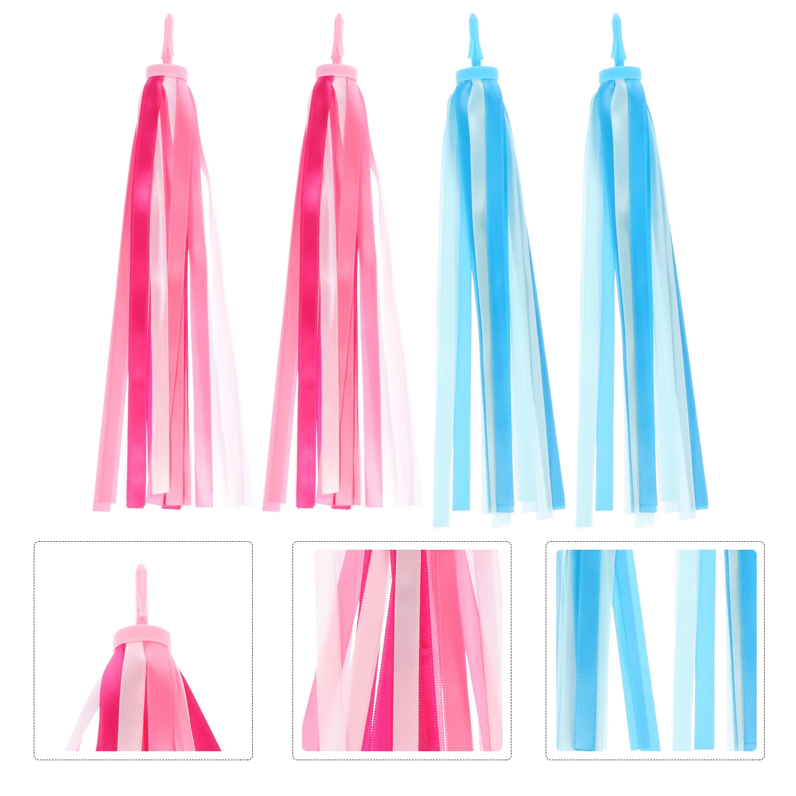 2 Pairs of Bike Color Streamers Delicate Handlebar Ribbon Bike Handle Streamer