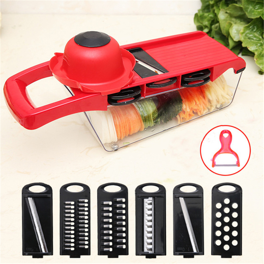 Manuelle Gemüse Cutter Professionelle Reibe Mit Verstellbare Edelstahl Klingen Mandoline Schneidemaschine Küche Knoblauch Brecher Werkzeug: E