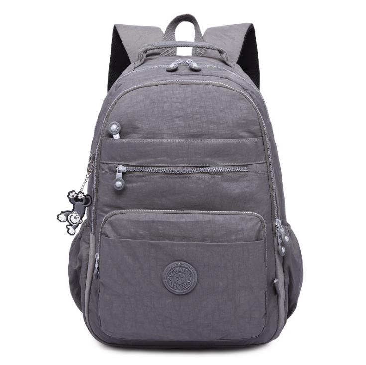 Casual 100% Original Bolsa Kiple Mochila Escolar para niña adolescente Mochila Escolar con mono bolsas de llavero: Gris