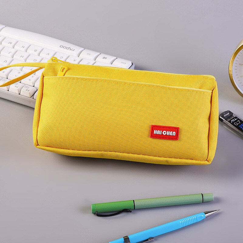 trousse scolaire kawaii fille ecole pencil case fournitures scolaires garcon affaire sac fourniture cartable enfant a crayon cute college coque grande rangement bureau de couleur boite: yellow