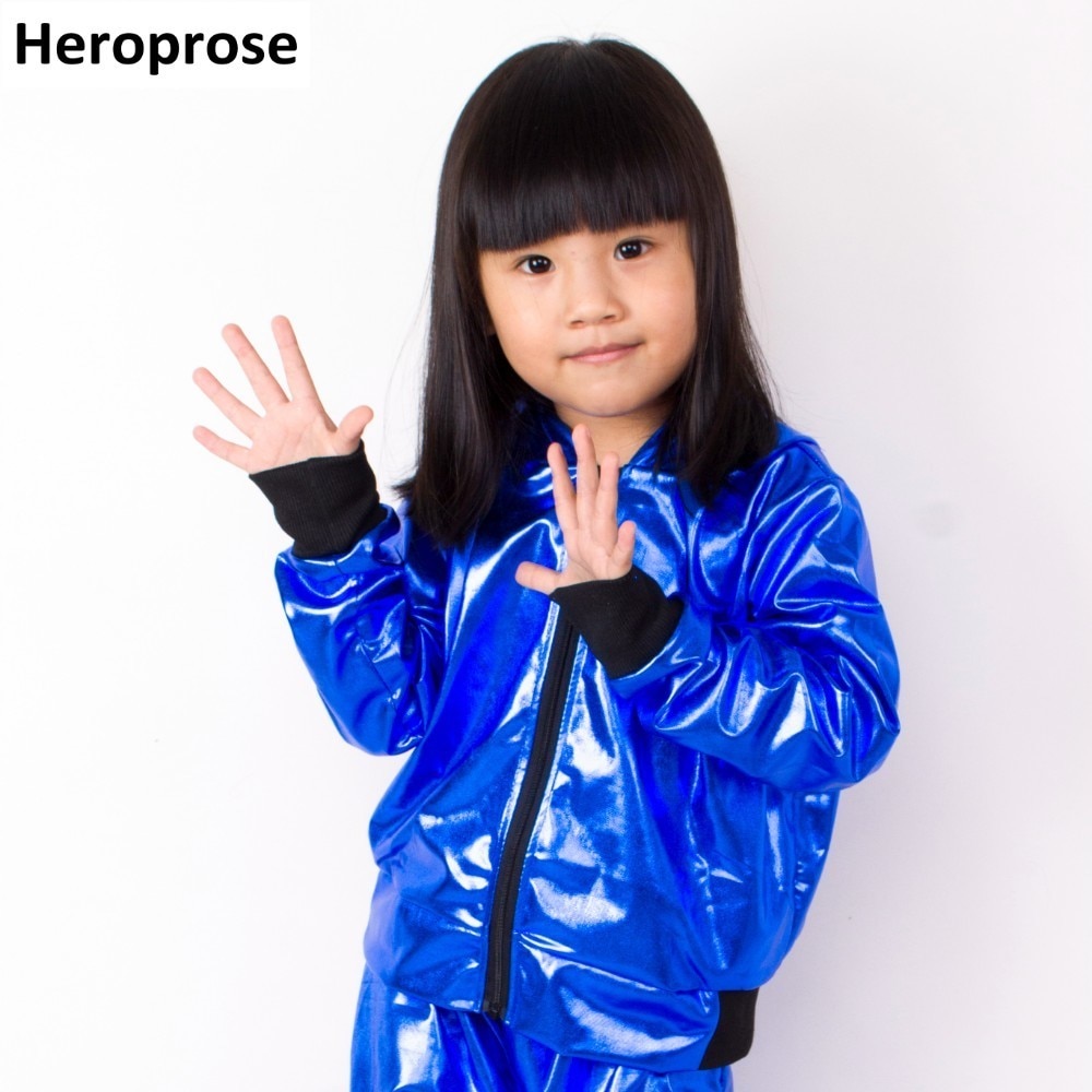 Heroprose Girls Boys Blue Jazz Hip Hop Dance Competition Coat Kid Clothing Clothes Dancing Stage Performance Jacket