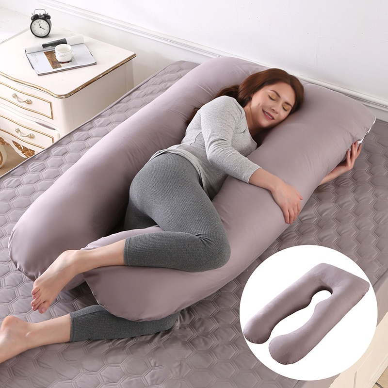 Almohada de apoyo para dormir de algodón para mujeres embarazadas, cojín de maternidad con estampado de conejo en forma de U, para dormir en el lado del embarazo