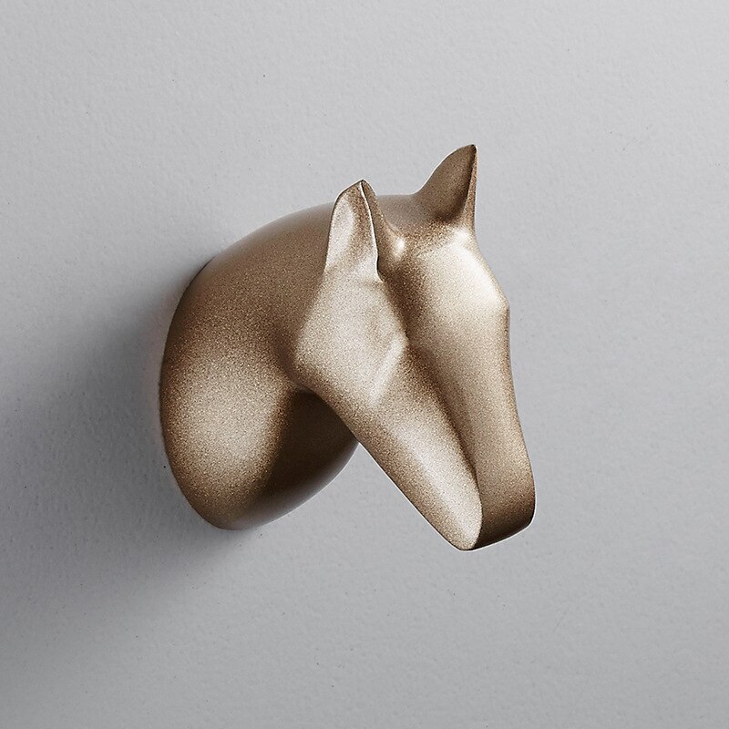 Hertenkop enkele kledinghaak dierenhaak wanddecoratie kapstok huisdecoratie eenvoudig hert paard olifant: Bronzen paardenhoofd