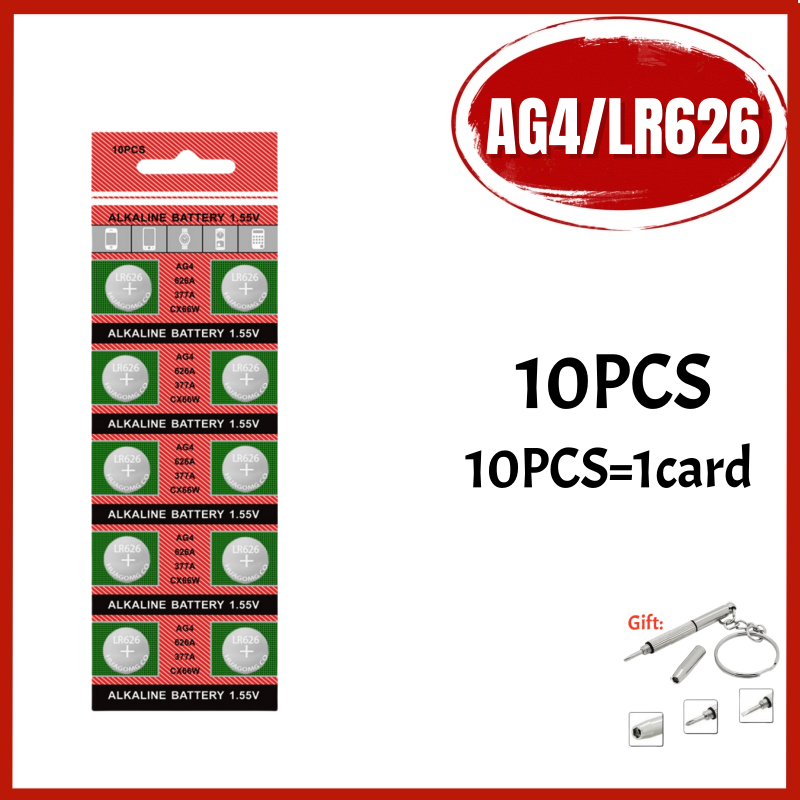 10-200 Stücke AG4/LR626 1,5 V Knopfbatterien SR626SW 377 377A 376 LR66 177 Münzen Zelle Alkaline Batterie für Uhren Spielzeug Kein Mercury: YELLOW