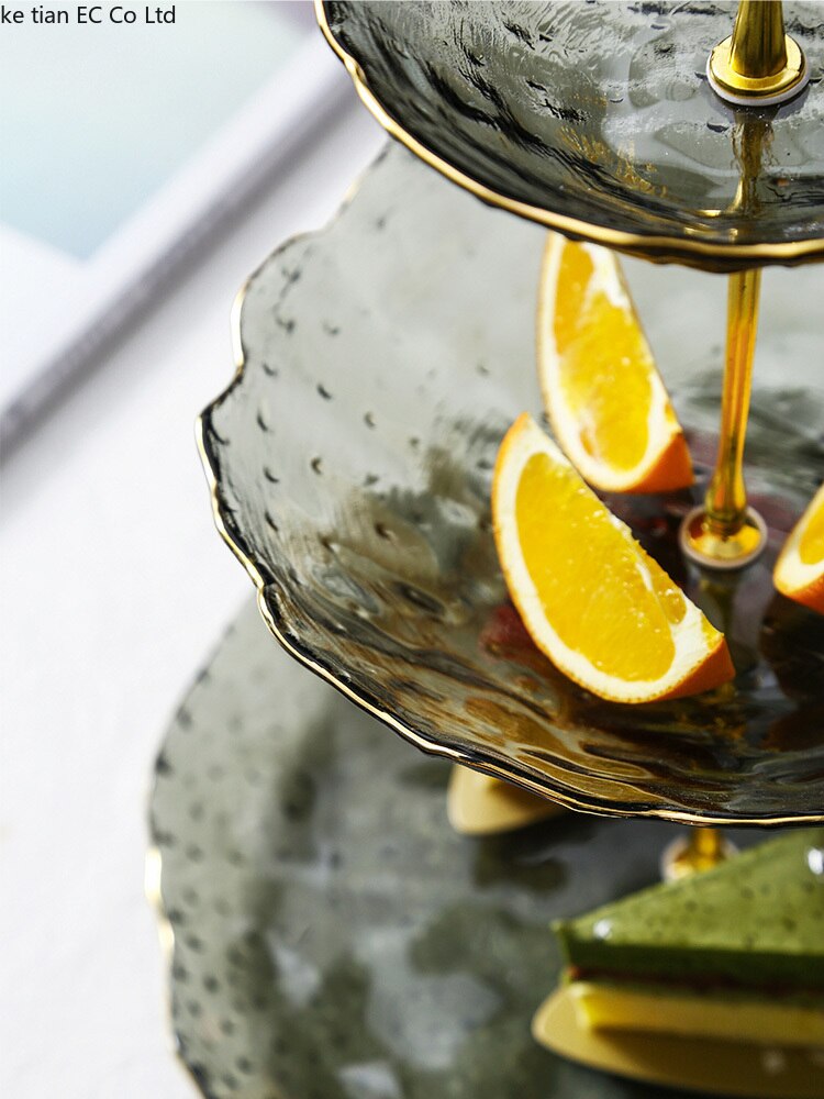 Nordic light luxury 3 layer cake tray double dessert fruit tray living room home dried fruit snack candy tray