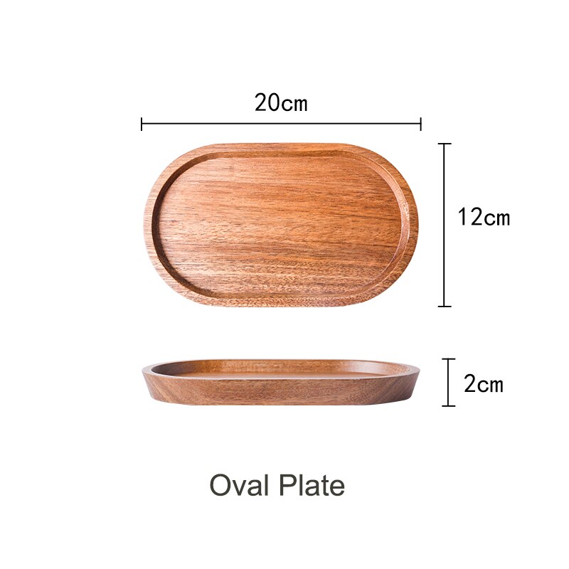 Muzity Vierkante Massief Houten Plaat Dessert Taart Plaat Houten Schotel Thee Dienblad Hele Acacia Hout Servies Set: Oval plate