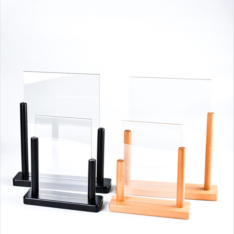 A5 Wood Clear Plastic Table Menu Stand Card Display Upright Ad Photo Frame Acrylic Sign Holder