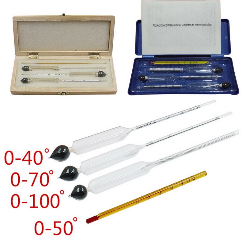 Alcoholmeter Alcohol Meter Wine Concentration Meter Vodka Whiskey Hydrometer Tester Vintage Tools Bar Set 0Thermometer