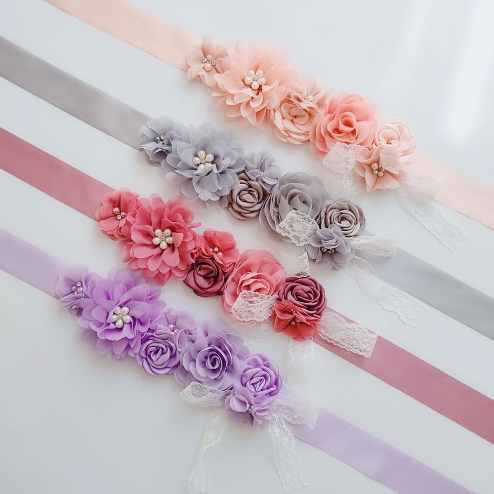 ruban de soie fleur mariée ceintures femme ceinture ceintures en mousseline de soie fleur dentelle nœud papillon accessoires de mariage longue robe
