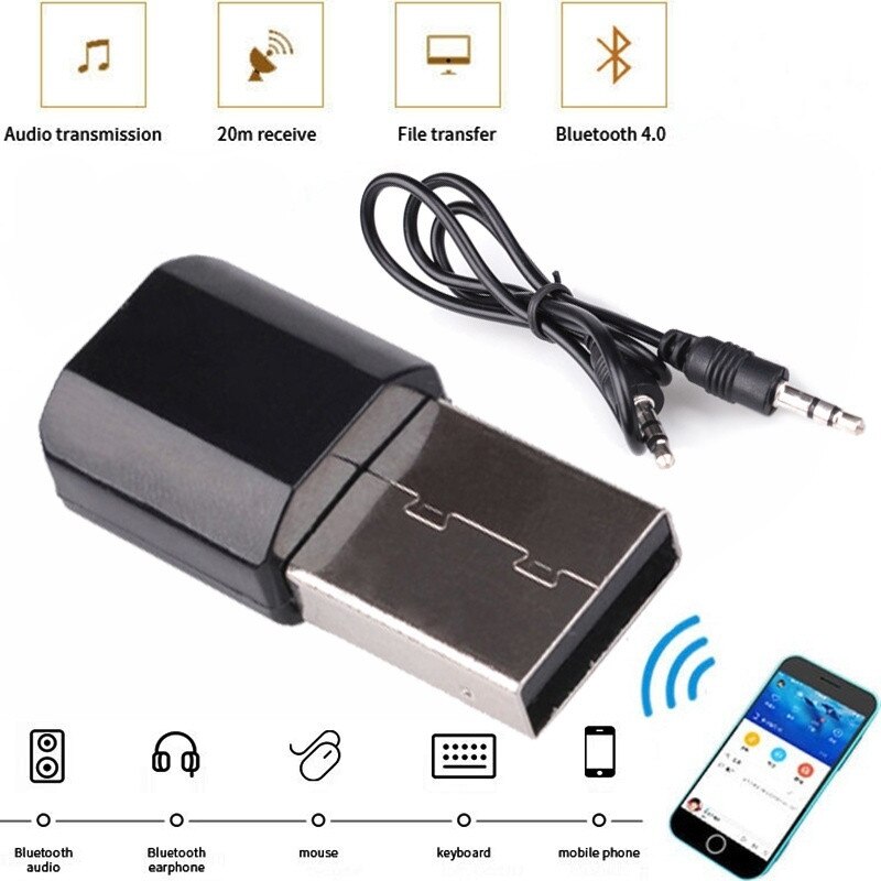 Voor Bluetooth Adapter 4.2 3.5mm Jack Mini voor Bluetooth PC Auto Computer Zender USB voor Bluetooth Aux Muziek Adapter ontvanger